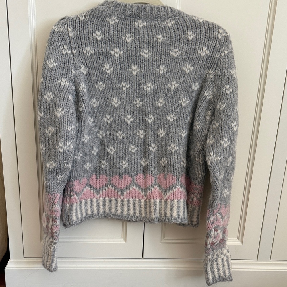 Loveshackfancy Pristine Gray Sweater With Rosette… - image 5